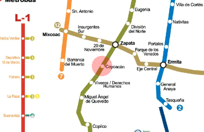 Coyoacan station map