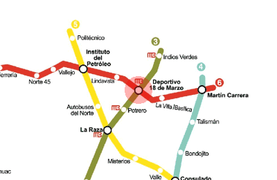 Deportivo 18 de Marzo station map