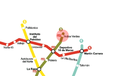 Indios Verdes station map