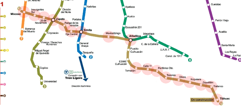 Mexico City Metro Line 12 map