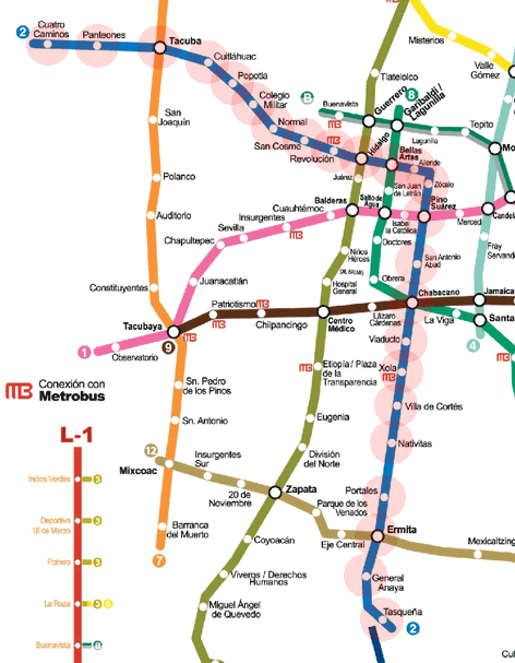 Mexico City Metro Line 2 map