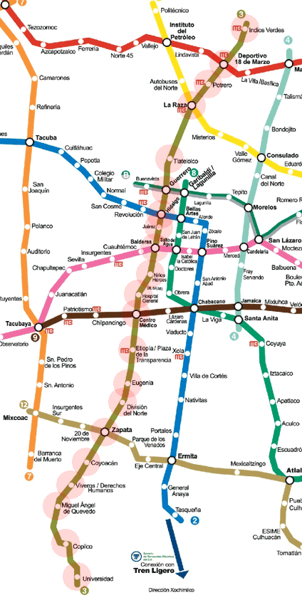Mexico City Metro Line 3 map