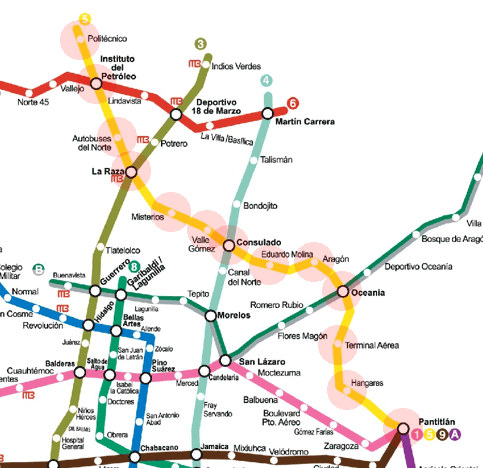 Mexico City Metro Line 5 map
