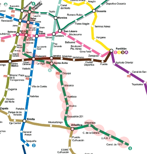 Mexico City Metro Line 8 map