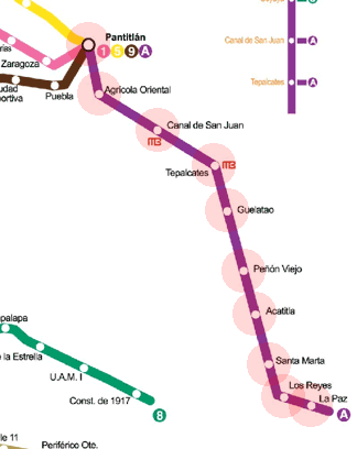 Mexico City Metro Line A map