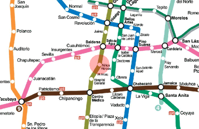 Ninos Heroes station map