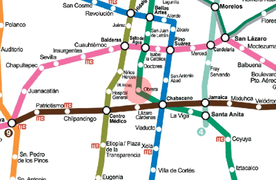 Obrera station map - City Metro