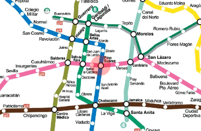 Pino Suarez station map