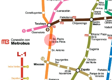 San Pedro de los Pinos station map