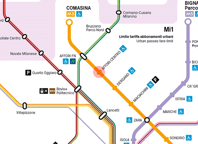 Affori Centro station map