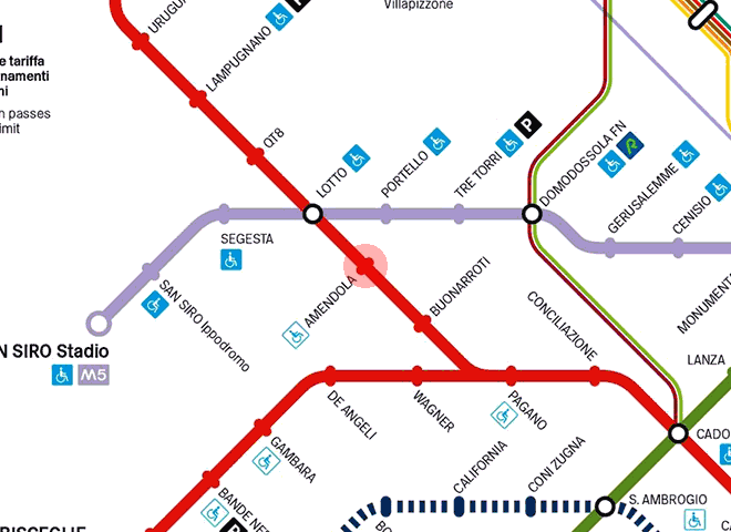 Amendola-Fiera station map