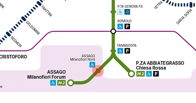 Assago Milanofiori Nord station map