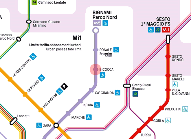 Bicocca station map