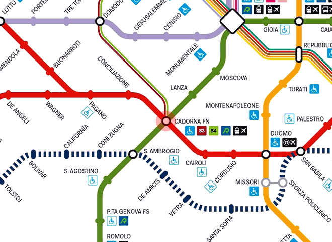 Cadorna FNM station map