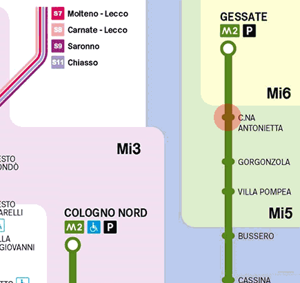 Cascina Antonietta station map