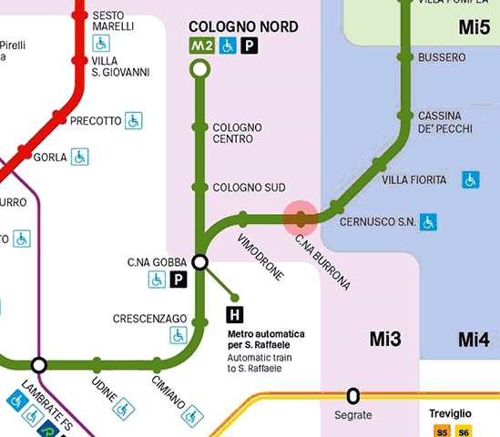 Cascina Burrona station map