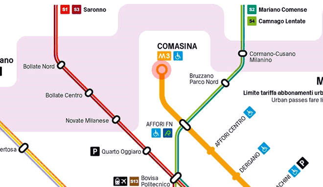 Comasina station map