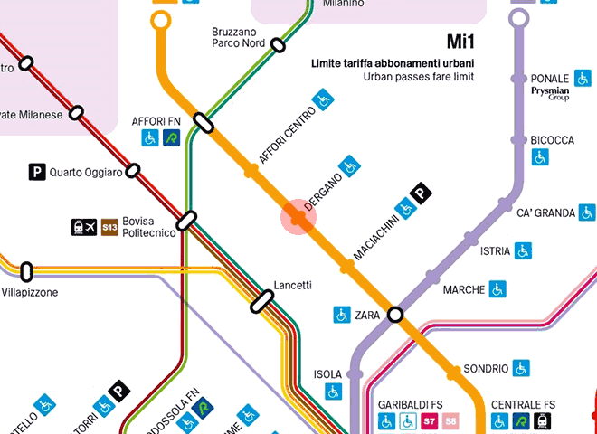 Dergano station map