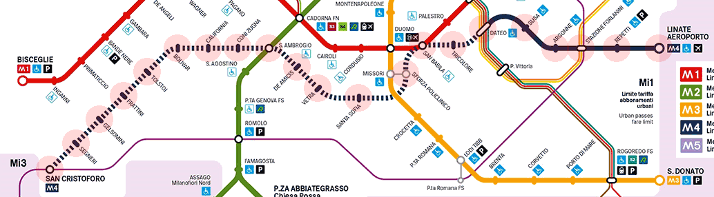 Milan Metro Line 4 map