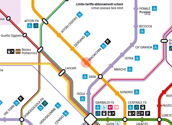 Maciachini station map