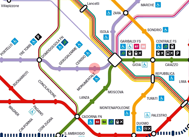 Monumentale station map