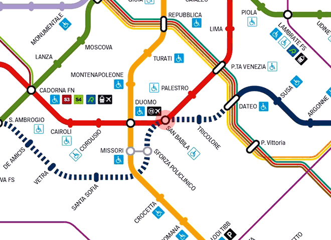 San Babila station map