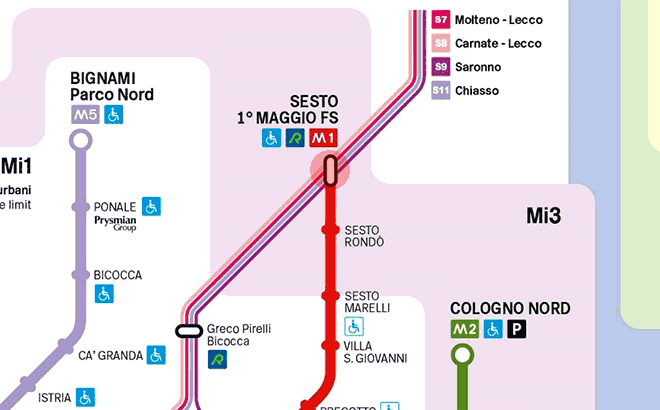 Sesto 1 Maggio F.S. station map