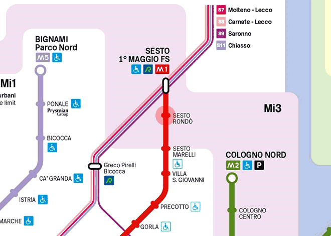 Sesto Rondo station map