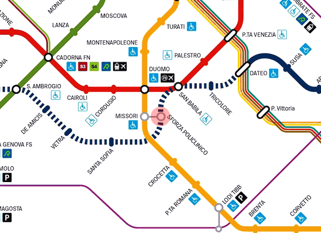 Sforza-Policlinico station map