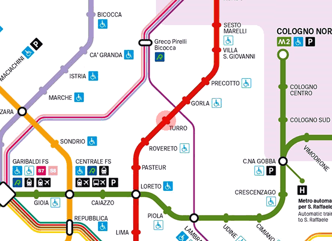 Turro station map