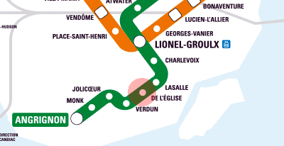 De L'Eglise station map