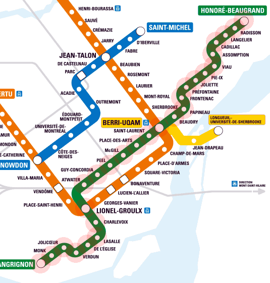 Montreal metro Green Line map