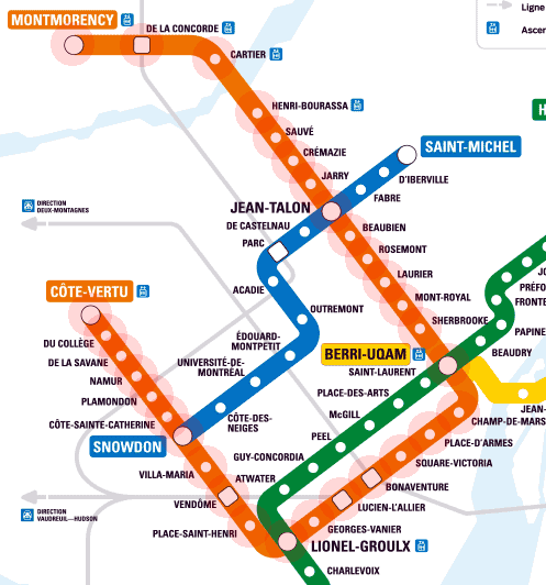 Montreal metro Orange Line map
