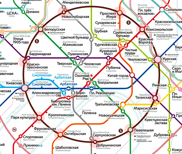 Moscow metro 5 Koltsevaya Line map
