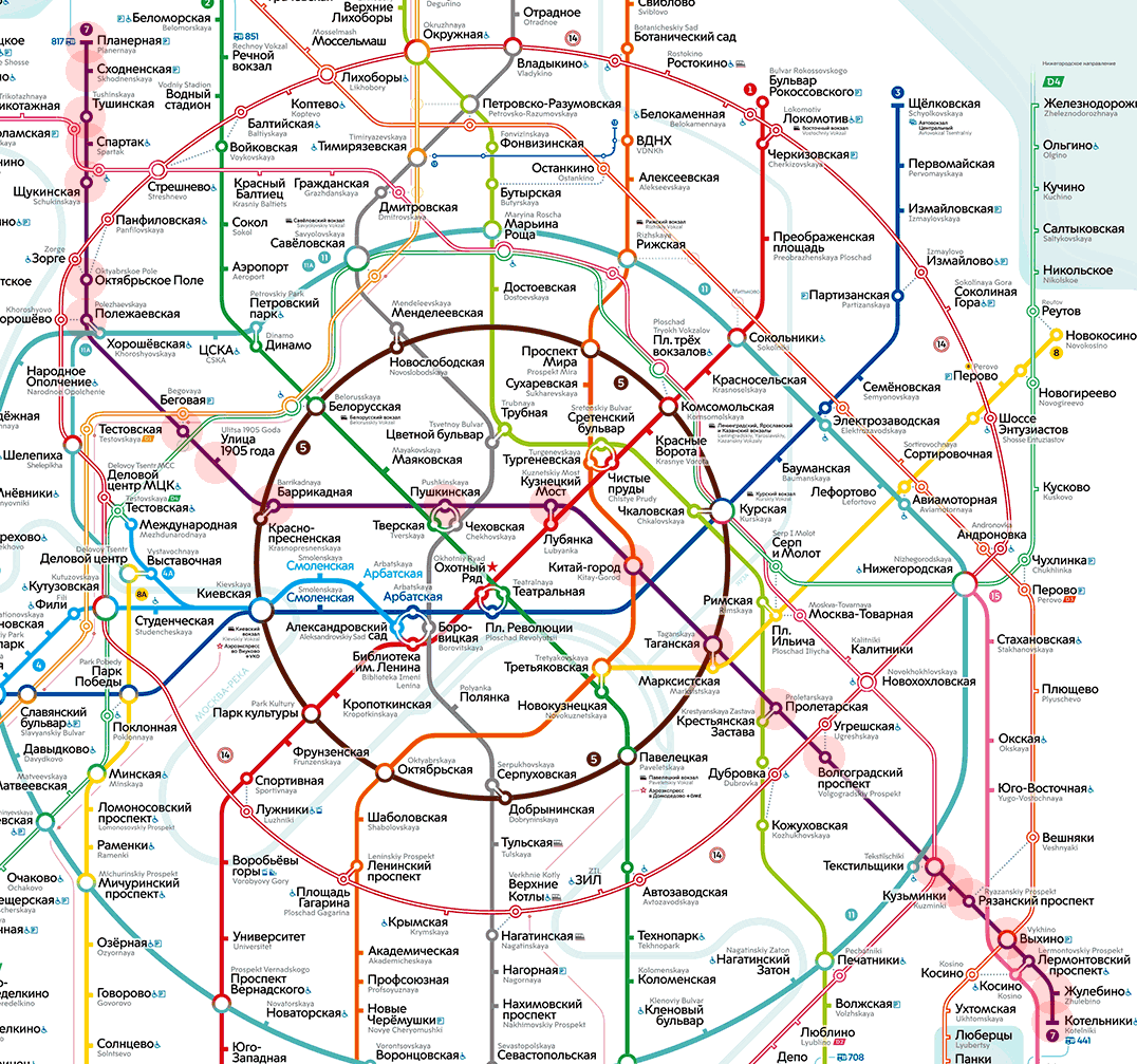 Moscow metro 7 Tagansko-Krasnopresnenskaya Line map