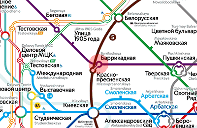 Barrikadnaya station map