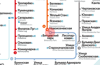 Bittsevsky Park station map