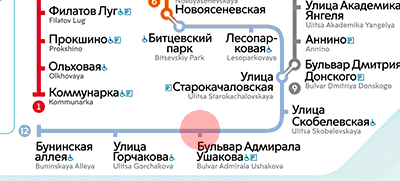 Bulvar Admirala Ushakova station map