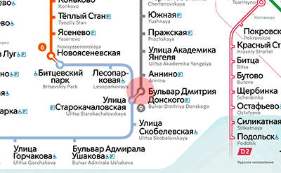 Bulvar Dmitriya Donskogo station map
