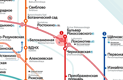 Bulvar Rokossovskogo station map