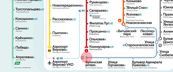 Buninskaya Alleya station map