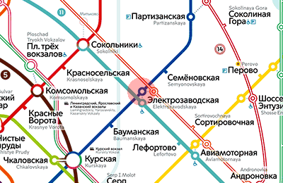 Elektrozavodskaya station map