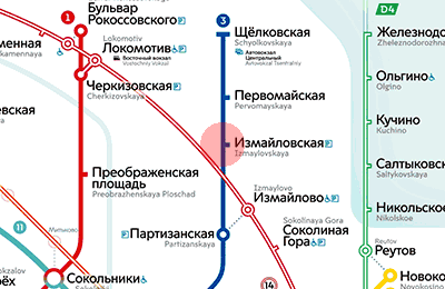 Izmaylovskaya station map