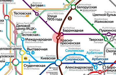 Krasnopresnenskaya station map
