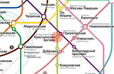 Krestyanskaya Zastava station map