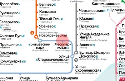 Lesoparkovaya station map