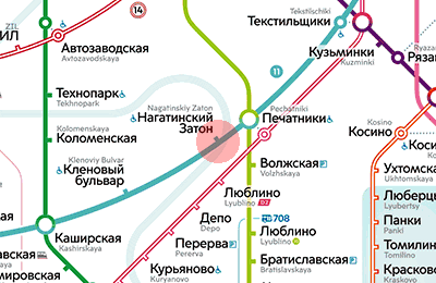 Nagatinsky Zaton station map