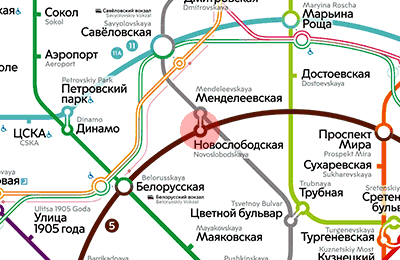 Novoslobodskaya station map