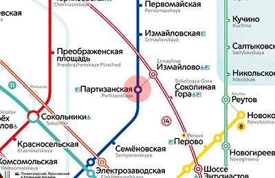 Partizanskaya station map