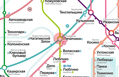 Pechatniki station map